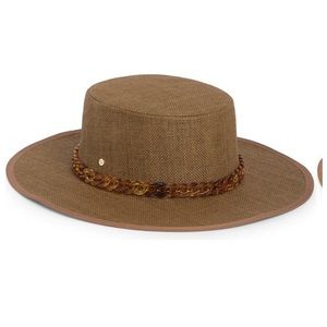 STEVE MADDEN CHAIN BRIM BOATER HAT TORTOISE SHELL COLOR CHAIN